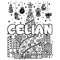 Coloración del nombre CELIAN - decorado árbol de Navidad y regalos