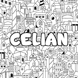 Coloración del nombre CÉLIAN - decorado ciudad