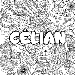 Coloración del nombre CÉLIAN - decorado mandala de frutas