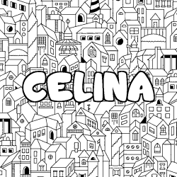 Coloración del nombre CELINA - decorado ciudad