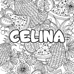 Coloración del nombre CELINA - decorado mandala de frutas