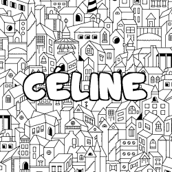 Coloración del nombre CÉLINE - decorado ciudad