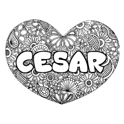 Coloración del nombre CESAR - decorado mandala de corazón