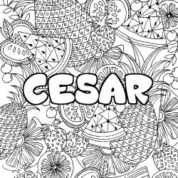 Coloración del nombre CESAR - decorado mandala de frutas