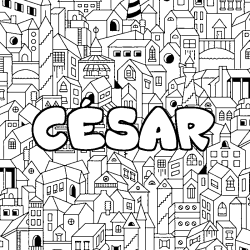 Coloración del nombre CÉSAR - decorado ciudad