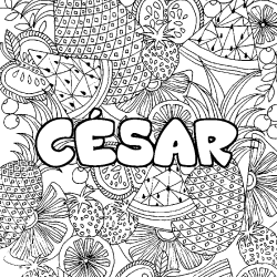 Coloración del nombre CÉSAR - decorado mandala de frutas