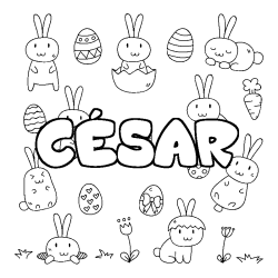 Coloración del nombre CÉSAR - decorado Pascua