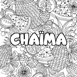 Coloración del nombre CHAÏMA - decorado mandala de frutas