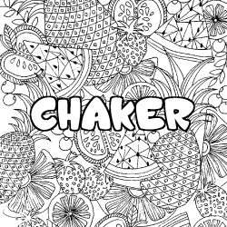 Coloración del nombre CHAKER - decorado mandala de frutas