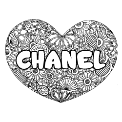 Coloración del nombre CHANEL - decorado mandala de corazón