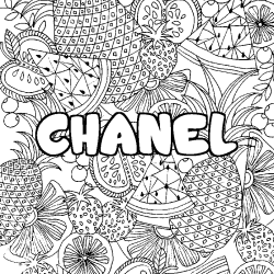 Coloración del nombre CHANEL - decorado mandala de frutas