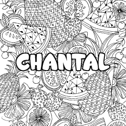 Coloración del nombre CHANTAL - decorado mandala de frutas