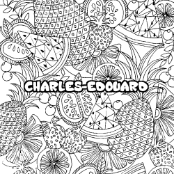 Coloración del nombre CHARLES-EDOUARD - decorado mandala de frutas