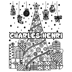 Coloración del nombre CHARLES-HENRI - decorado árbol de Navidad y regalos