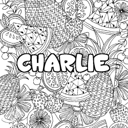 Coloración del nombre CHARLIE - decorado mandala de frutas