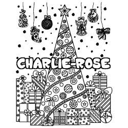 Coloración del nombre CHARLIE-ROSE - decorado árbol de Navidad y regalos