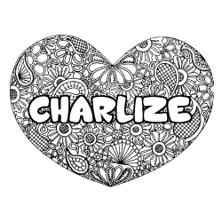 Coloración del nombre CHARLIZE - decorado mandala de corazón