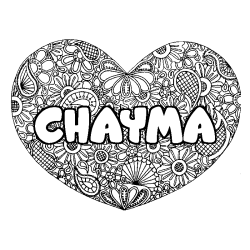 Coloración del nombre CHAYMA - decorado mandala de corazón