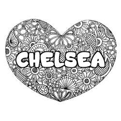 Coloración del nombre CHELSEA - decorado mandala de corazón