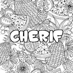 Coloración del nombre CHERIF - decorado mandala de frutas