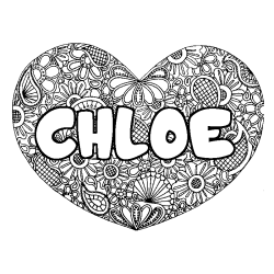 Coloración del nombre CHLOE - decorado mandala de corazón