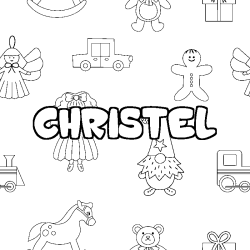 Coloración del nombre CHRISTEL - decorado juguetes