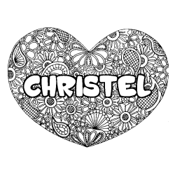 Coloración del nombre CHRISTEL - decorado mandala de corazón