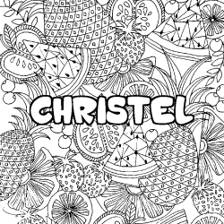 Coloración del nombre CHRISTEL - decorado mandala de frutas