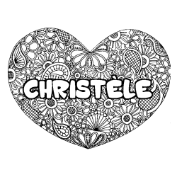 Coloración del nombre CHRISTÈLE - decorado mandala de corazón