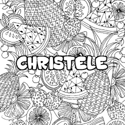 Coloración del nombre CHRISTÈLE - decorado mandala de frutas