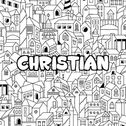 Coloración del nombre CHRISTIAN - decorado ciudad