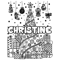 Coloración del nombre CHRISTINE - decorado árbol de Navidad y regalos