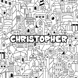 Coloración del nombre CHRISTOPHER - decorado ciudad