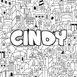 Coloración del nombre CINDY - decorado ciudad