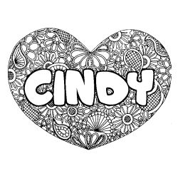 Coloración del nombre CINDY - decorado mandala de corazón