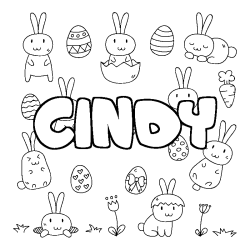 Coloración del nombre CINDY - decorado Pascua