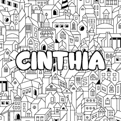 Coloración del nombre CINTHIA - decorado ciudad