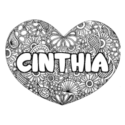 Coloración del nombre CINTHIA - decorado mandala de corazón