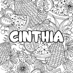 Coloración del nombre CINTHIA - decorado mandala de frutas