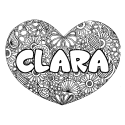 Coloración del nombre CLARA - decorado mandala de corazón