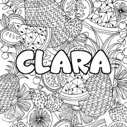 Coloración del nombre CLARA - decorado mandala de frutas