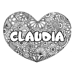 Coloración del nombre CLAUDIA - decorado mandala de corazón