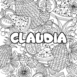 Coloración del nombre CLAUDIA - decorado mandala de frutas