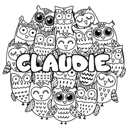 Coloración del nombre CLAUDIE - decorado búhos