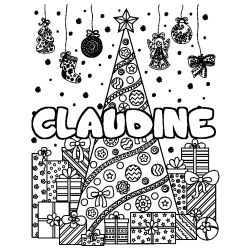 Coloración del nombre CLAUDINE - decorado árbol de Navidad y regalos