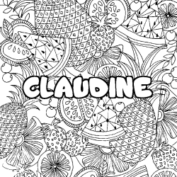 Coloración del nombre CLAUDINE - decorado mandala de frutas