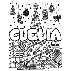 Coloración del nombre CLELIA - decorado árbol de Navidad y regalos