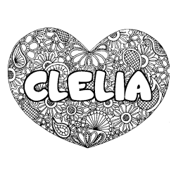 Coloración del nombre CLELIA - decorado mandala de corazón