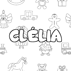 Coloración del nombre CLÉLIA - decorado juguetes