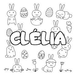 Coloración del nombre CLÉLIA - decorado Pascua